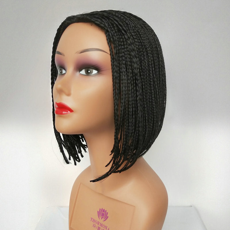 New European and American Style Small Braided Wig Women's Small Curly Synthetic Hair Cap African Dreadlocks Popular Short Hair Wholesale