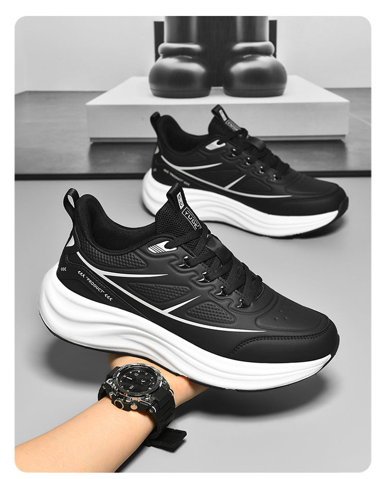 2025New Large Size Leather Waterproof Trendy Casual Men's Shoes Non-Slip Wear-Resistant Sports Shoes Shock Absorption Comfortable Running Shoes