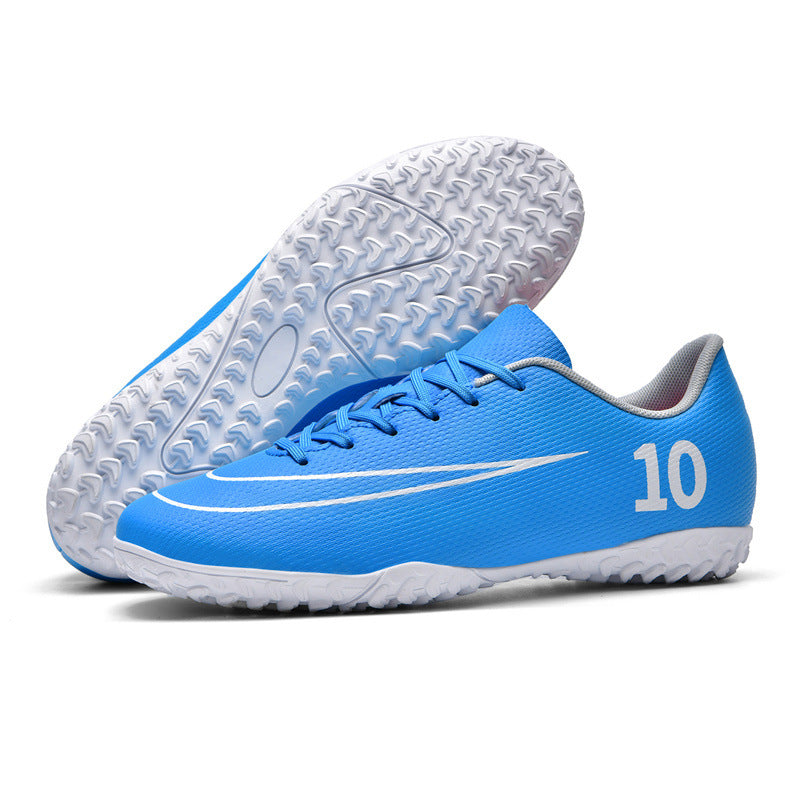 Gold-Plated Sole Men's Football Shoes with Studded Spikes AG Long Spike Shoes for Older Children, Middle and High School Students, Adults, Competition Training Sports Shoes