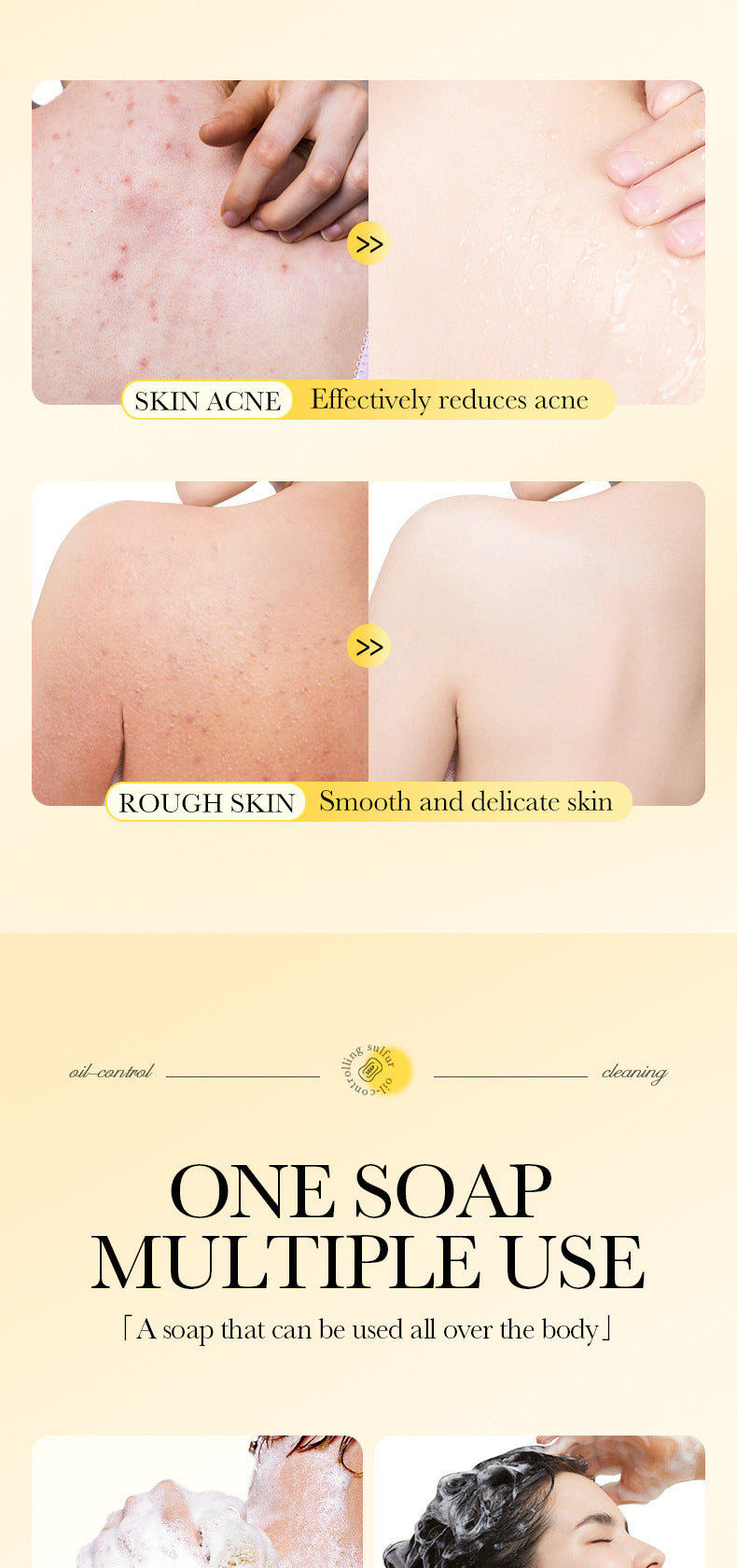 Sulfur Mite Removal Soap125gSADOER Universal Handmade Soap for Body Cleansing, Fragrant Soap, Cross-Border Wholesale