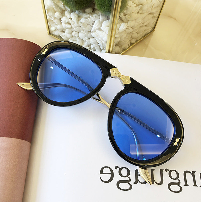 Diamond-Encrusted Foldable Sunglasses for Women Fashionable Internet Celebrity Style Sunglasses Artistic Bare-Faced Glasses Toad Glasses sunglasse