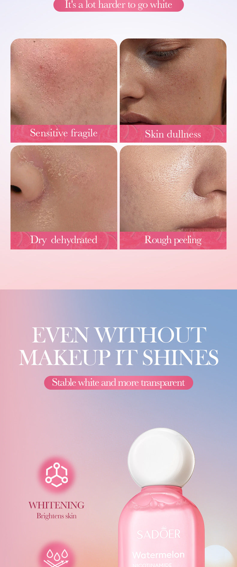 Watermelon Niacinamide Toner SADOER Moisturizing Essence Water Cross-Border Wholesale