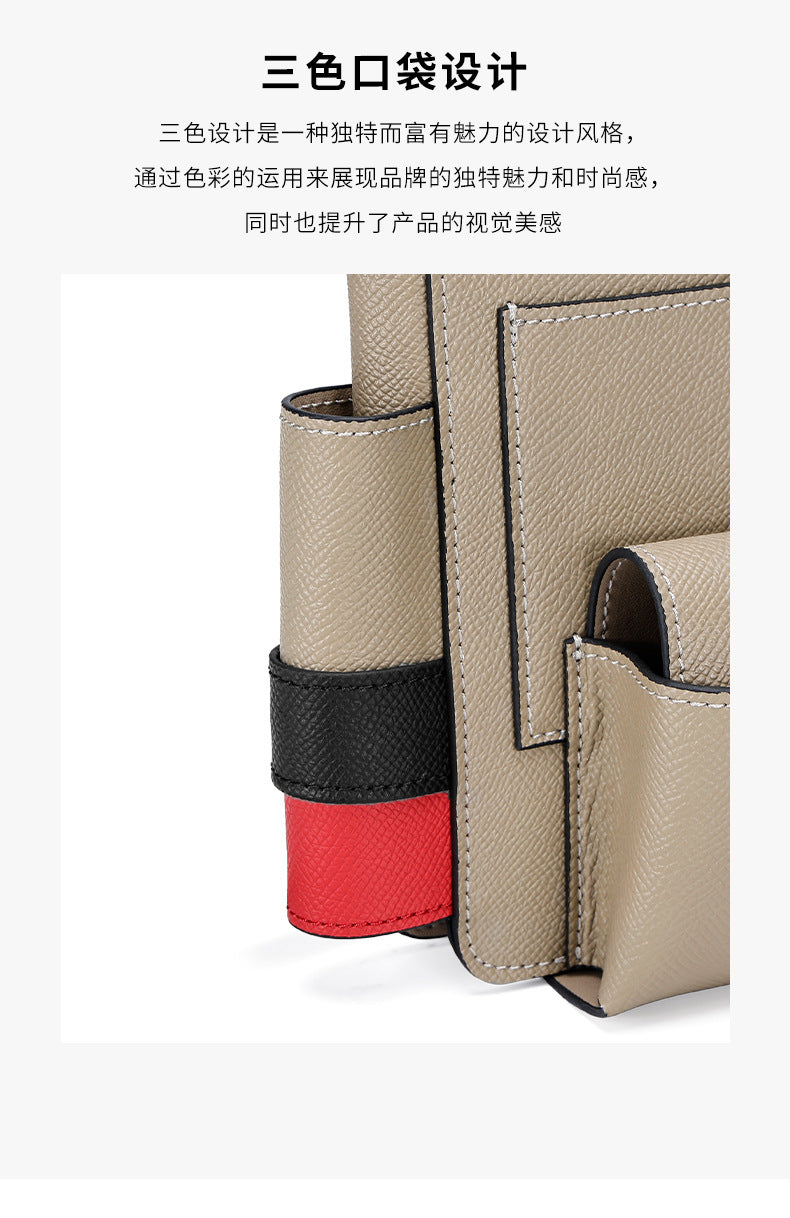High-Quality Texture Fashion Versatile Lock Buckle Phone Bag Palm Print Genuine Leather Trendy Box Bag Simple Solid Color Crossbody Mini
