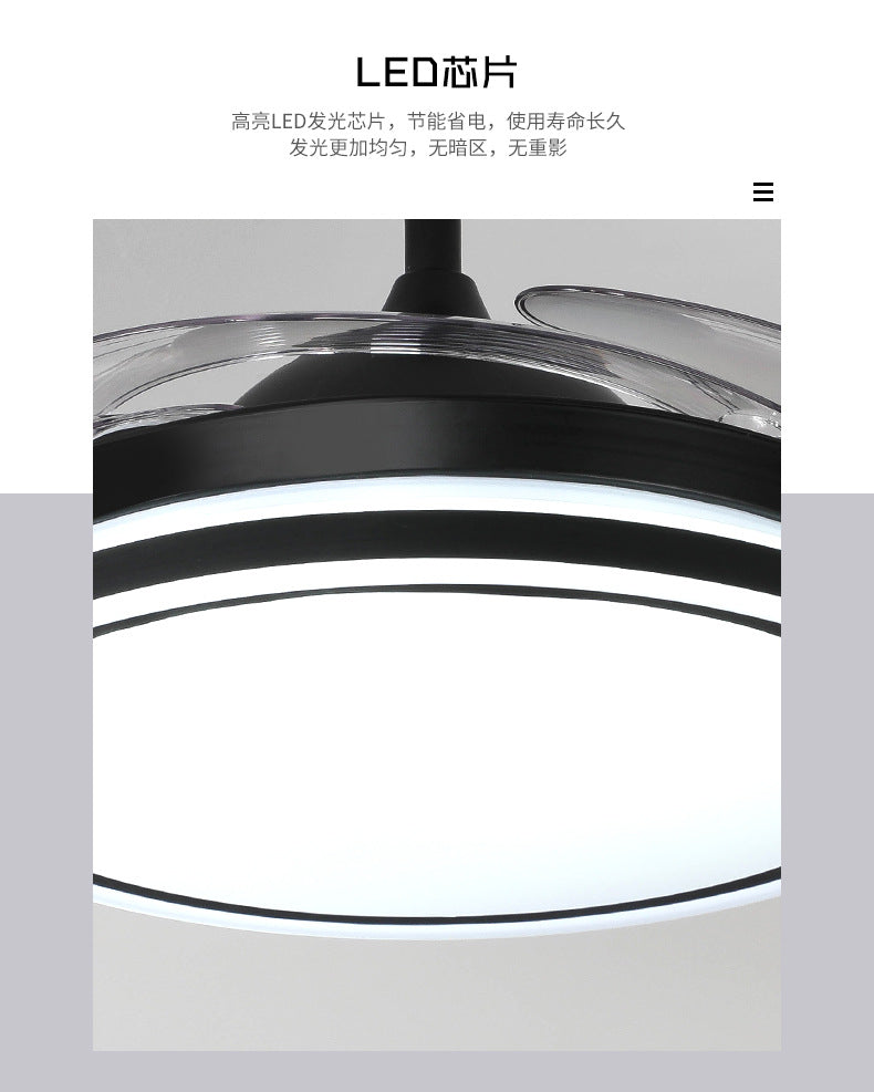 Invisible Fan Light for Home Bedroom Living Room Silent Variable Frequency Electric Fan Light Modern Simple Dining Room Ceiling Fan Light Wholesale