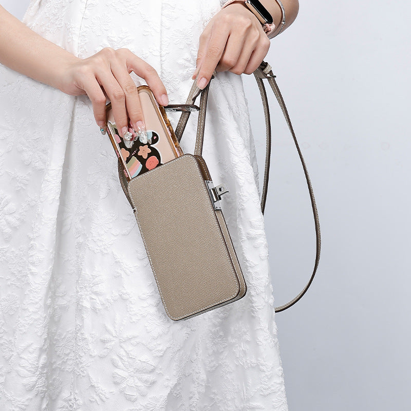 European and American New Style Cowhide Phone Bag for Women, Crossbody Small Bag with High-end Feel, Lightweight Mini Women's Bag, Simple Design