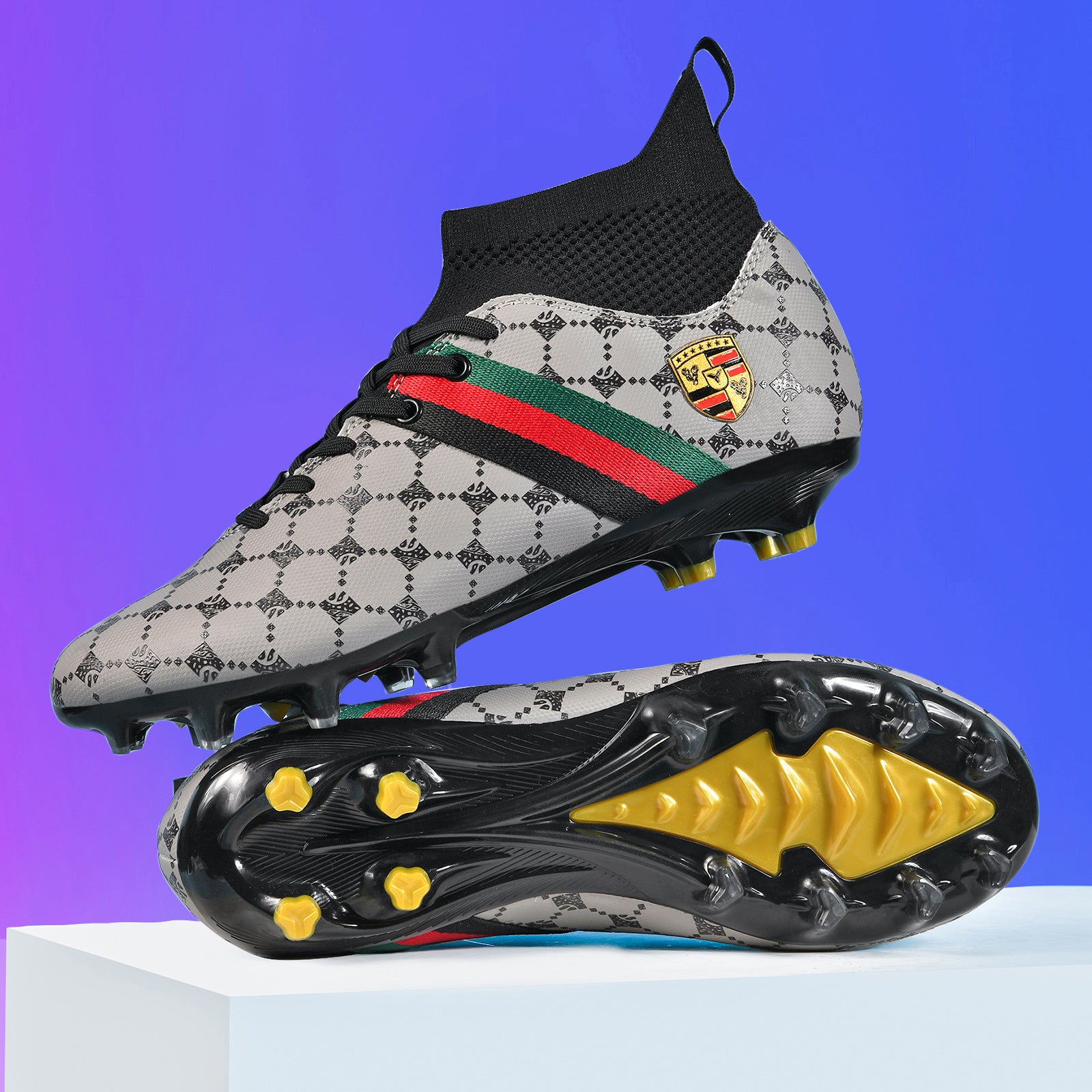 Hot-selling High-top Soccer Shoes tf Artificial Grass with Broken Nails AG Nail Leather Foot Men's and Women's Children's Youth Student Training Shoes