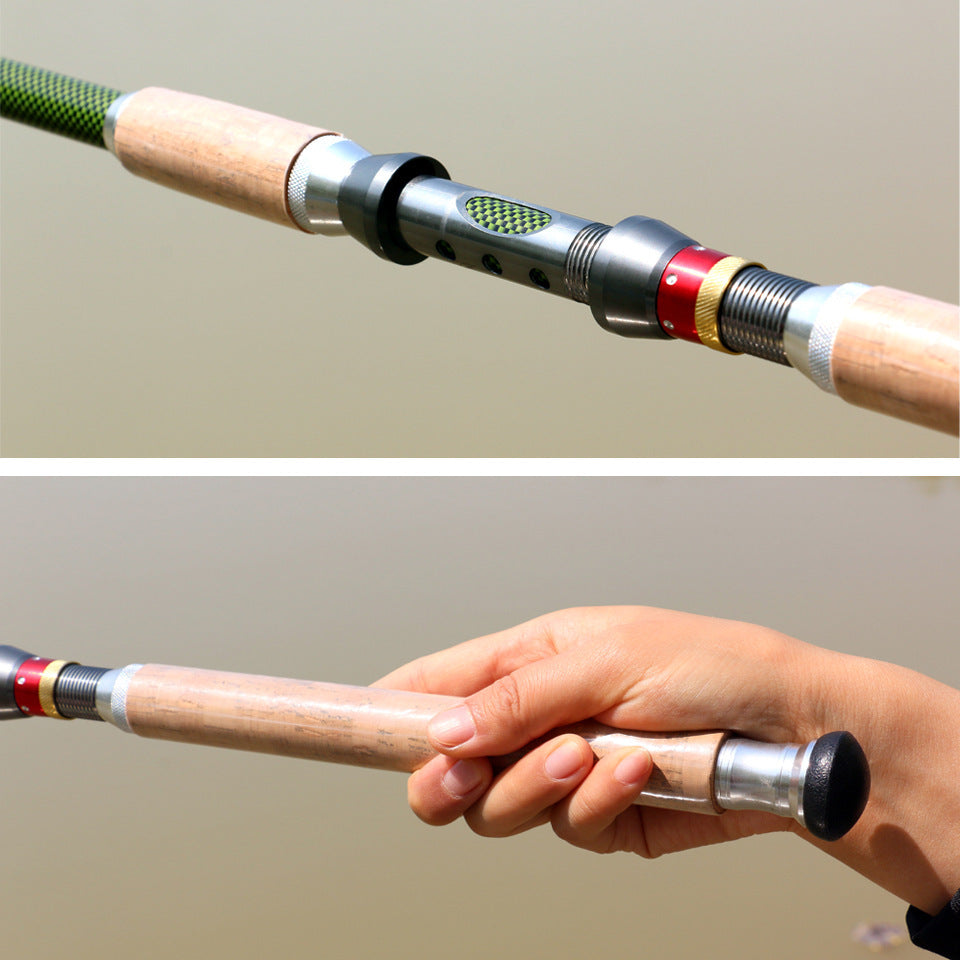 A Long Casting Telescopic Lure Rod with Long Wooden Handle, Sea Rod, Rock Fishing Rod, Carbon Fiber Carp and Bass Rod MH Tune