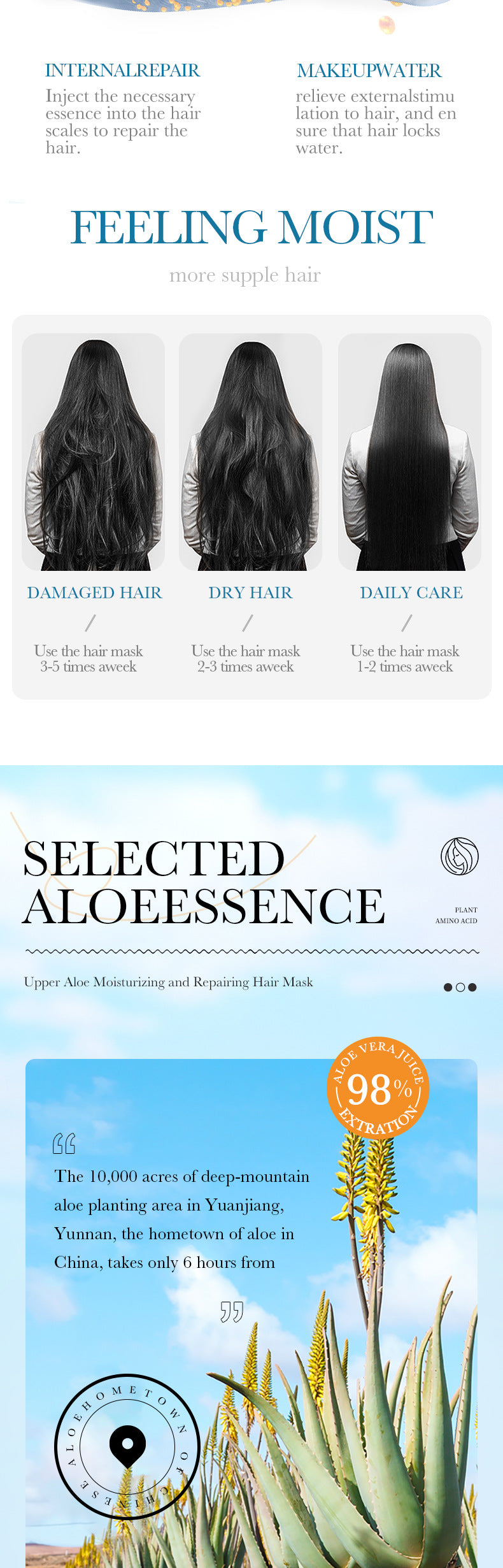 Aloe Vera Hair Mask500gSADOER Moisturizing, smooth and silky hair conditioner cross-border wholesale