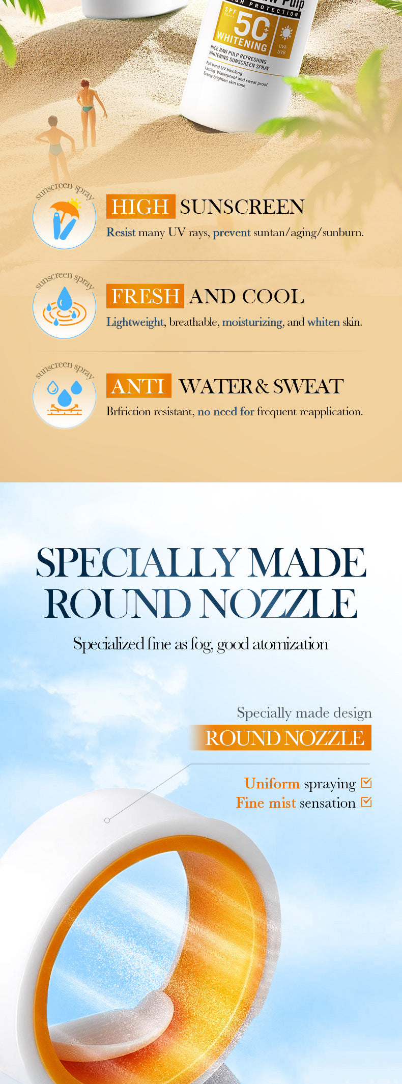 Cross-border Sunscreen Spray Product SPF50+ Anti-UV Sunscreen Export Manufacturer Wholesale