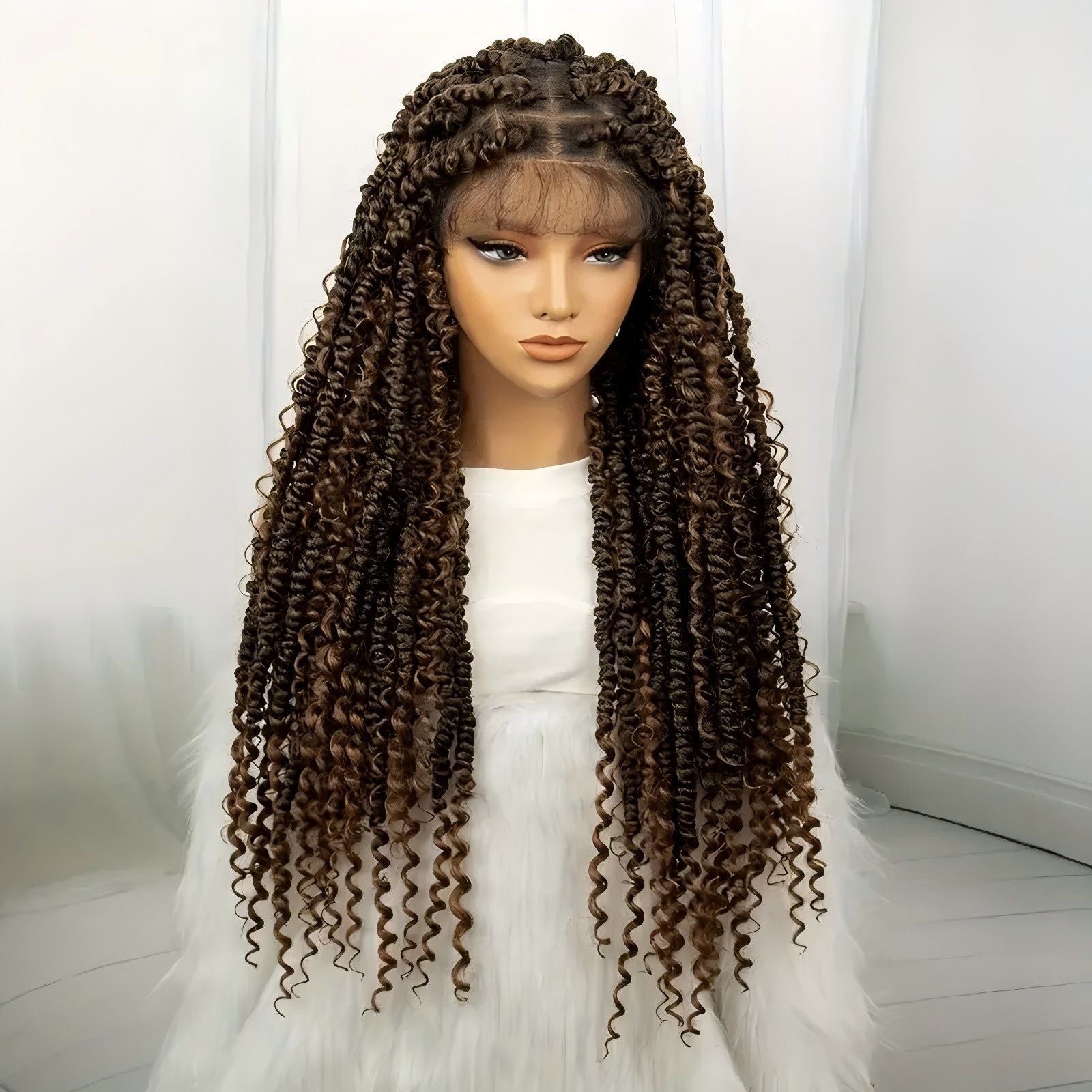 Cross-Border New African Braided Wig Hand-Woven Full Lace Double Strand Passion twist Feizi Chemical Fiber Head Cover