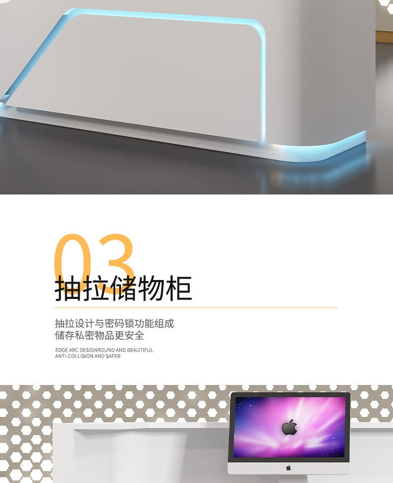 Company Front Desk Reception Desk In Stock Simple Modern White Lacquer Office Desk Bar Counter Beauty Salon Counter Cashier Desk