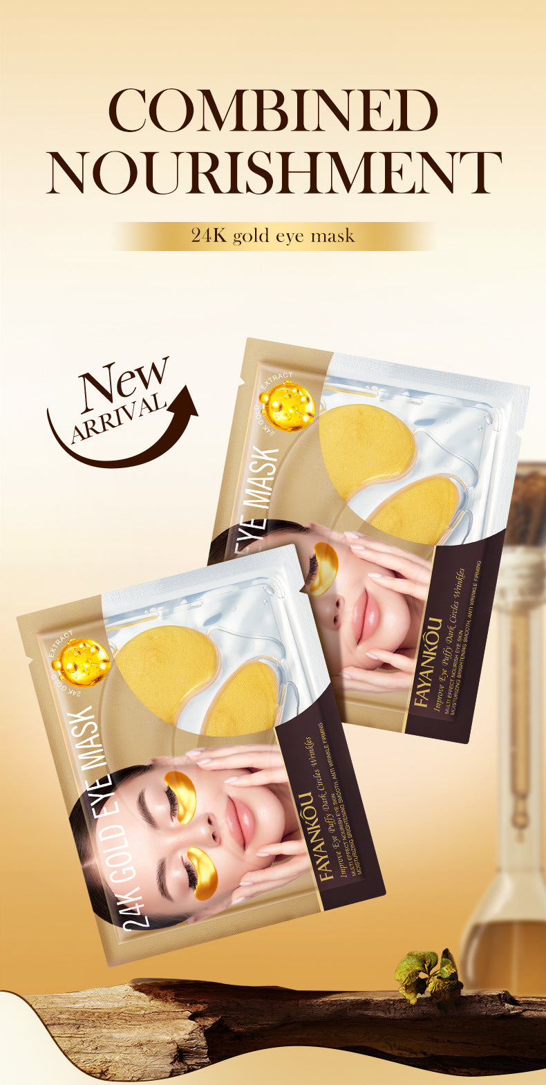 Eye Mask7.9g FAYANKOU24K Golden Aloe Vera Hydrating Nourishing Eye Mask Cross-Border Wholesale