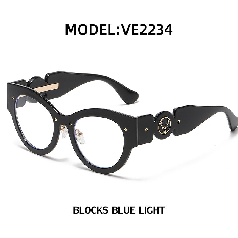 European and American Style Cat Eye Sunglasses for Women with High-end Feel ins Steampunk Frameless Sunglasses for Women Wholesale