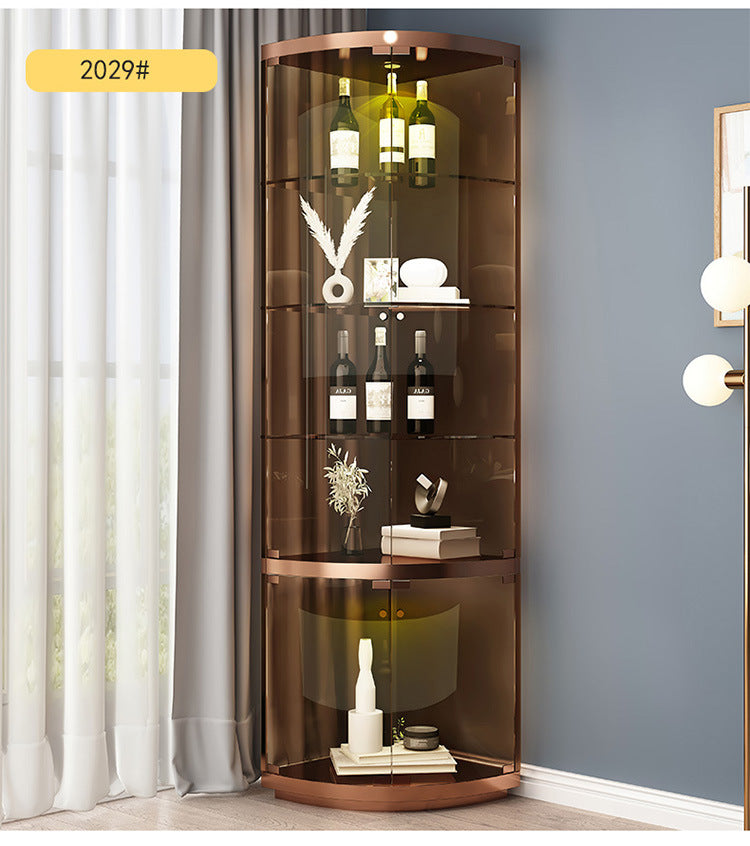Custom Living Room Tempered Glass Small Wine Cabinet Handcrafted Display Cabinet Wall Triangle Cabinet Corner Decorative Storage Cabinet