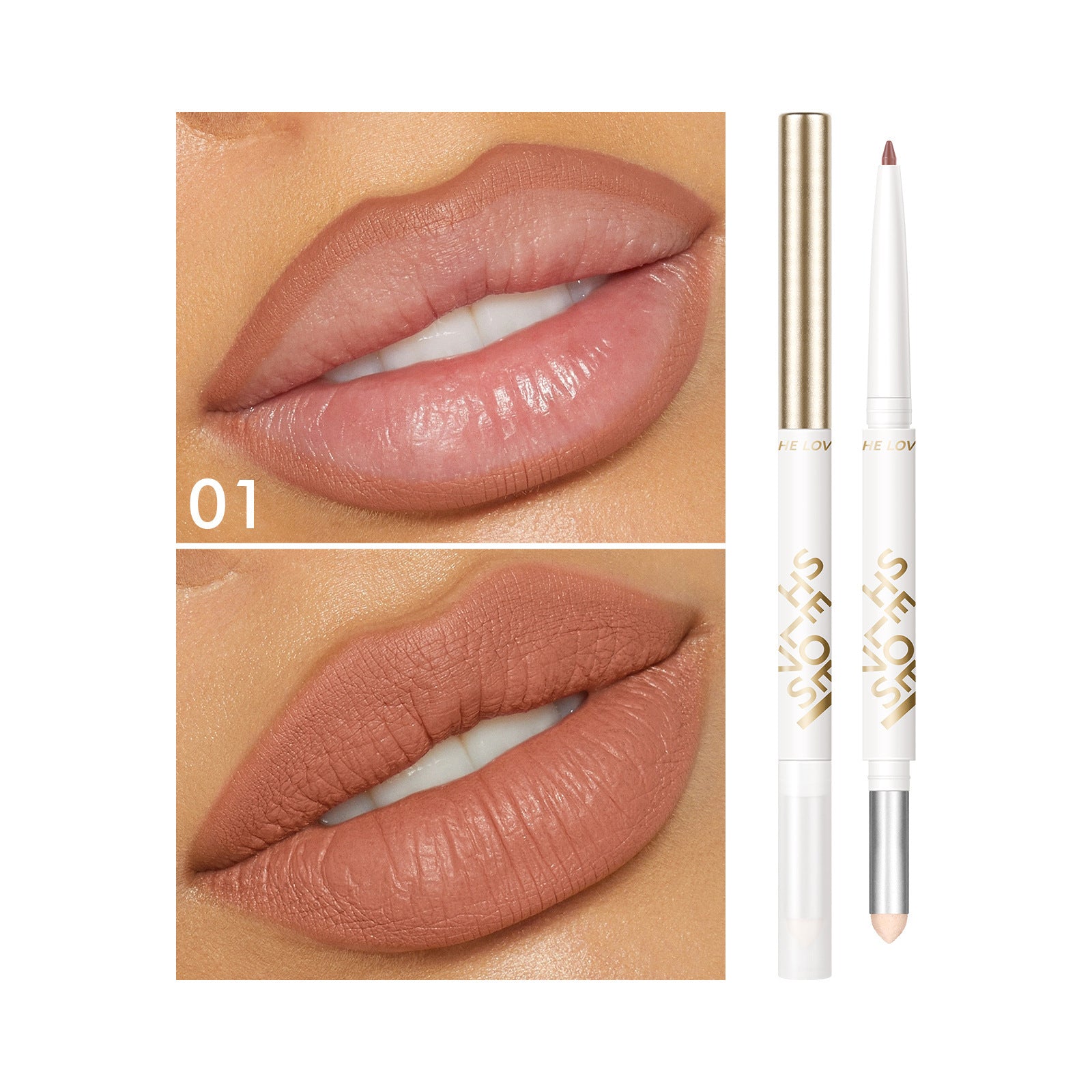 Dual-ended Lip Liner Pencil European and American Matte Non-Stick Cup Lipstick Lip Liner Small Batch Wholesale