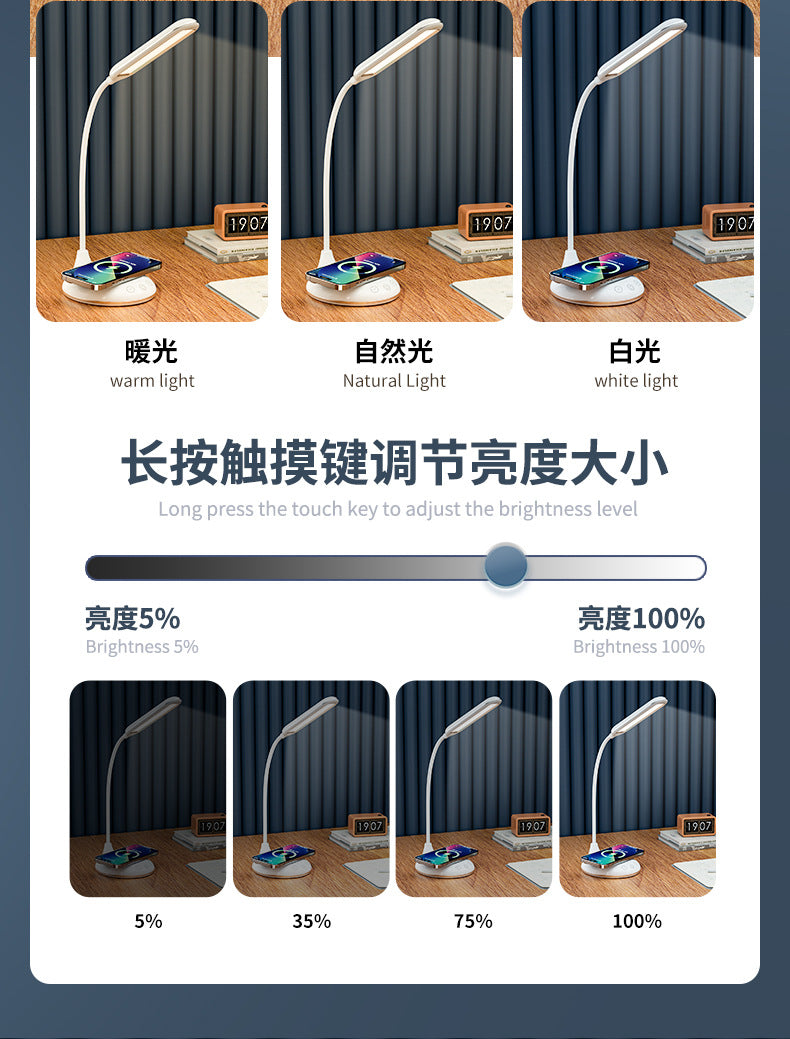 LED Desk Lamp Eye Protection Desk Student Bedroom Home Bedside Lamp Simple Business Desk Lamp Wireless Charging Desk Lamp Wholesale