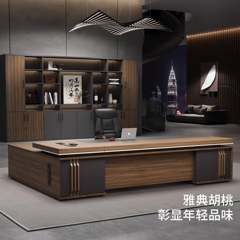Office Desk Boss Desk and Chair Set Bookshelf General Manager Office President Executive Desk Simple Modern Office Desk