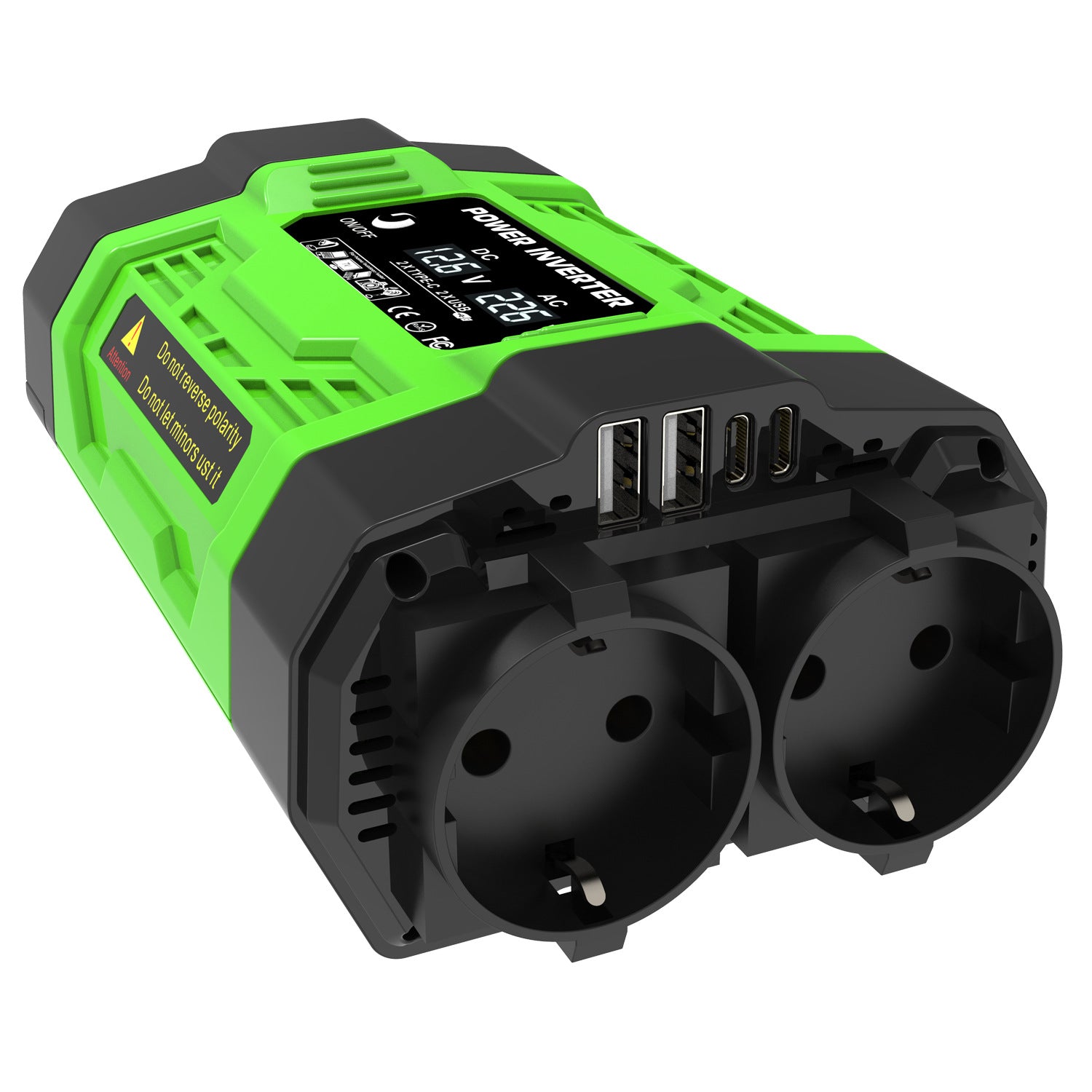 European Standard Socket Car Inverter200W 300W 600W12V Turn220V Dual Socket Dual USB Double Type-C