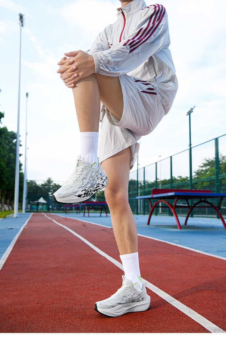 Autumn New Fashion Casual Double Mesh Thickened Sports Shoes with Real Carbon Plate High Elasticity Cushioning Marathon Lightweight Running Shoes