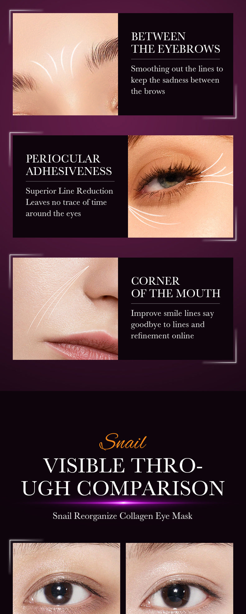 Snail Eye Mask SADOER Collagen improves dark circles, eye wrinkles, and eye bags cross-border wholesale