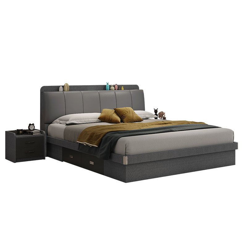 Leather Bed Master Bedroom Matching Double Bed Modern Minimalist with Drawers High Box Storage Bed1.5 Small Apartment Minimalist Wedding Bed