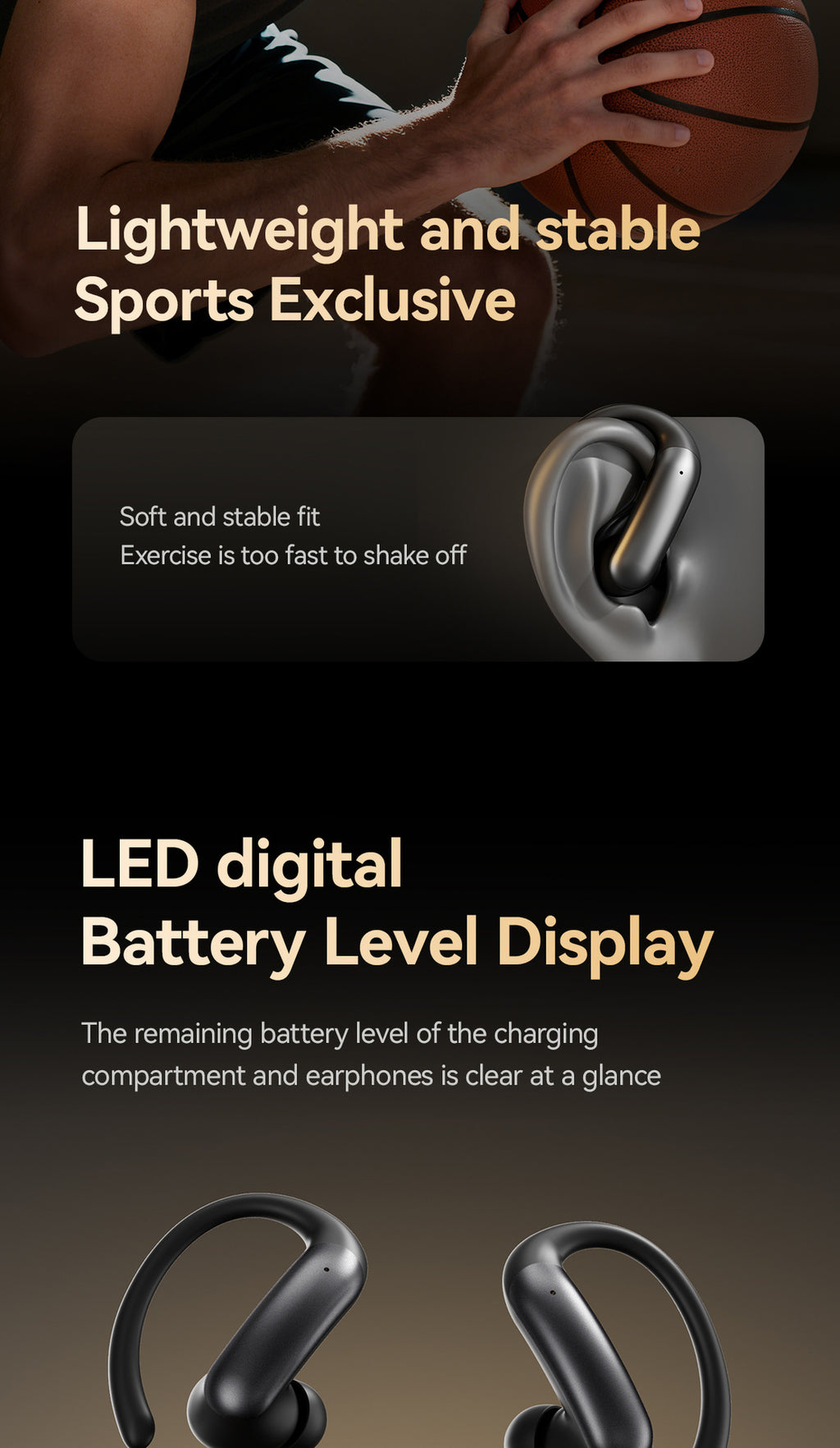 2025New M145Bluetooth ear-hook headphones with digital display OWS In-ear ultra-long battery life earphones private model