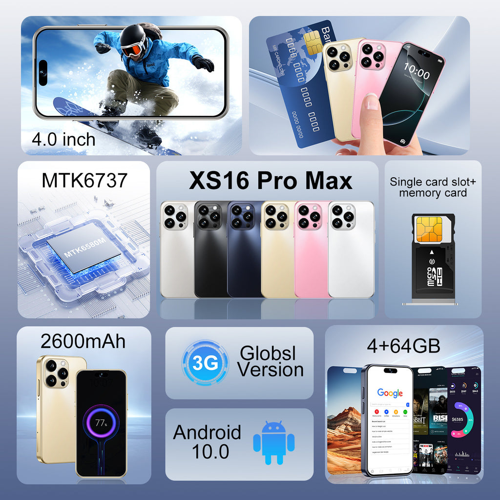 Hot Sale XS16Mini Mobile Phone4+64G Ultra-Small Pocket Android Smartphone Google Phone Hot Sale