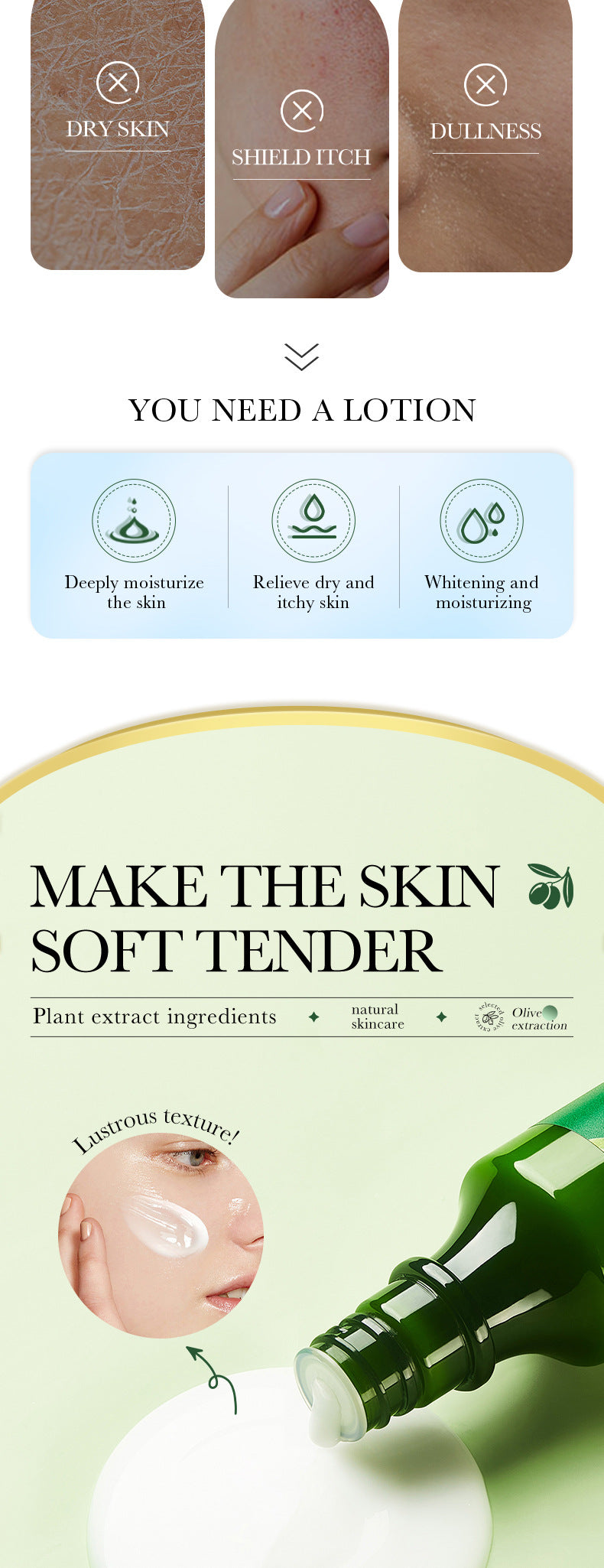 Cross-border Lotion150ml Olive Oil Nourishing Lotion Skin Brightening and Rejuvenating Lotion Wholesale from Foreign Trade Manufacturer