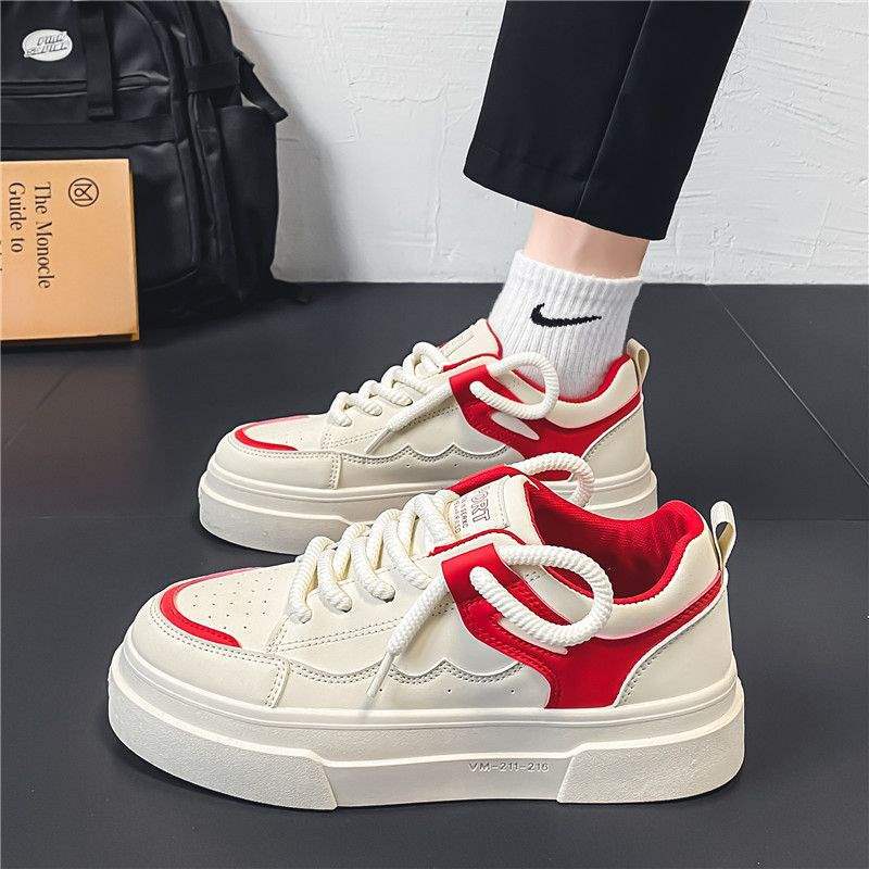 Spring and Summer Men's Shoes2025New Thick-Soled White Sneakers for Men Trendy Versatile Casual Sports Board Shoes