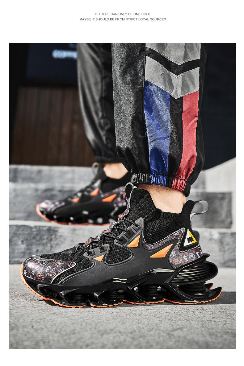 Fashion Blade Men's Shoes Mesh Breathable Sports Casual Running Shoes Men's Shock Absorption Anti-Slip Height Increasing Dad Trendy Shoes