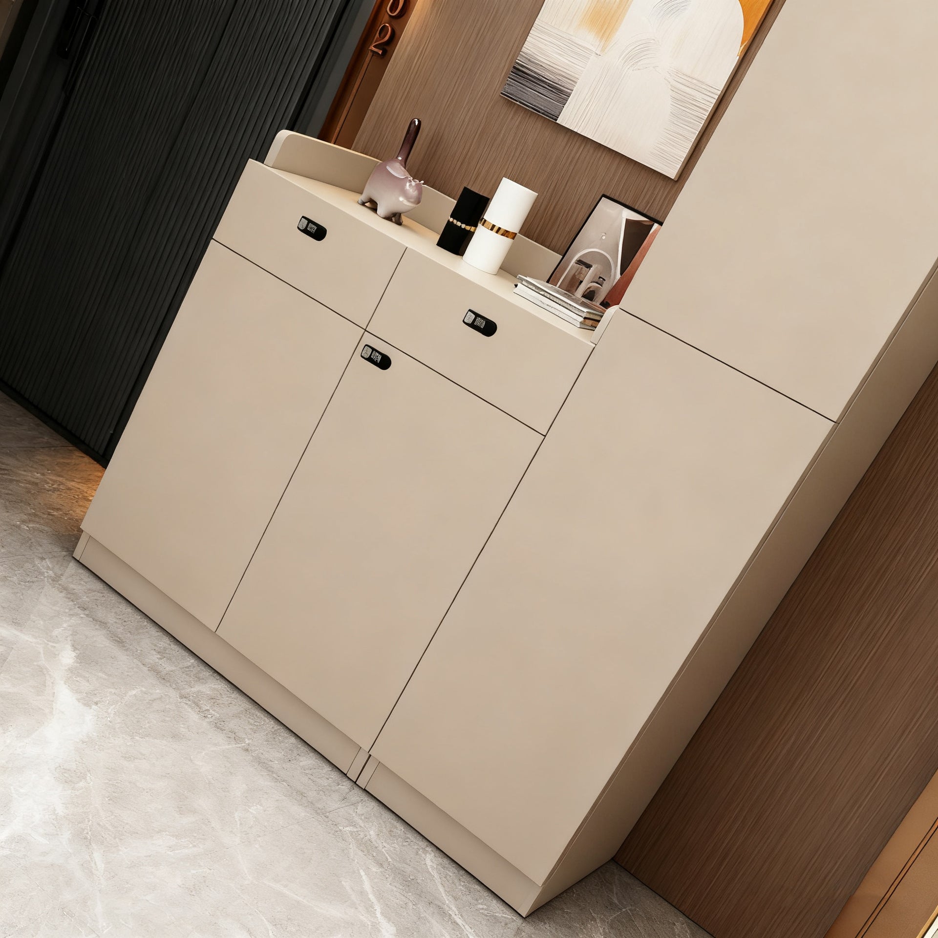 Custom Aluminum Alloy Shoe Cabinet Large Capacity Home Entrance Hallway Storage Integrated Source Factory