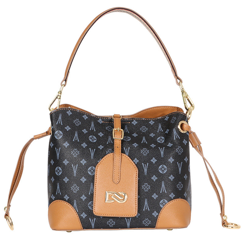 Trolis New Trendy Fashion Retro Bucket Bag Color-Block Personality Stylish Handbag High-Quality Crossbody Bag