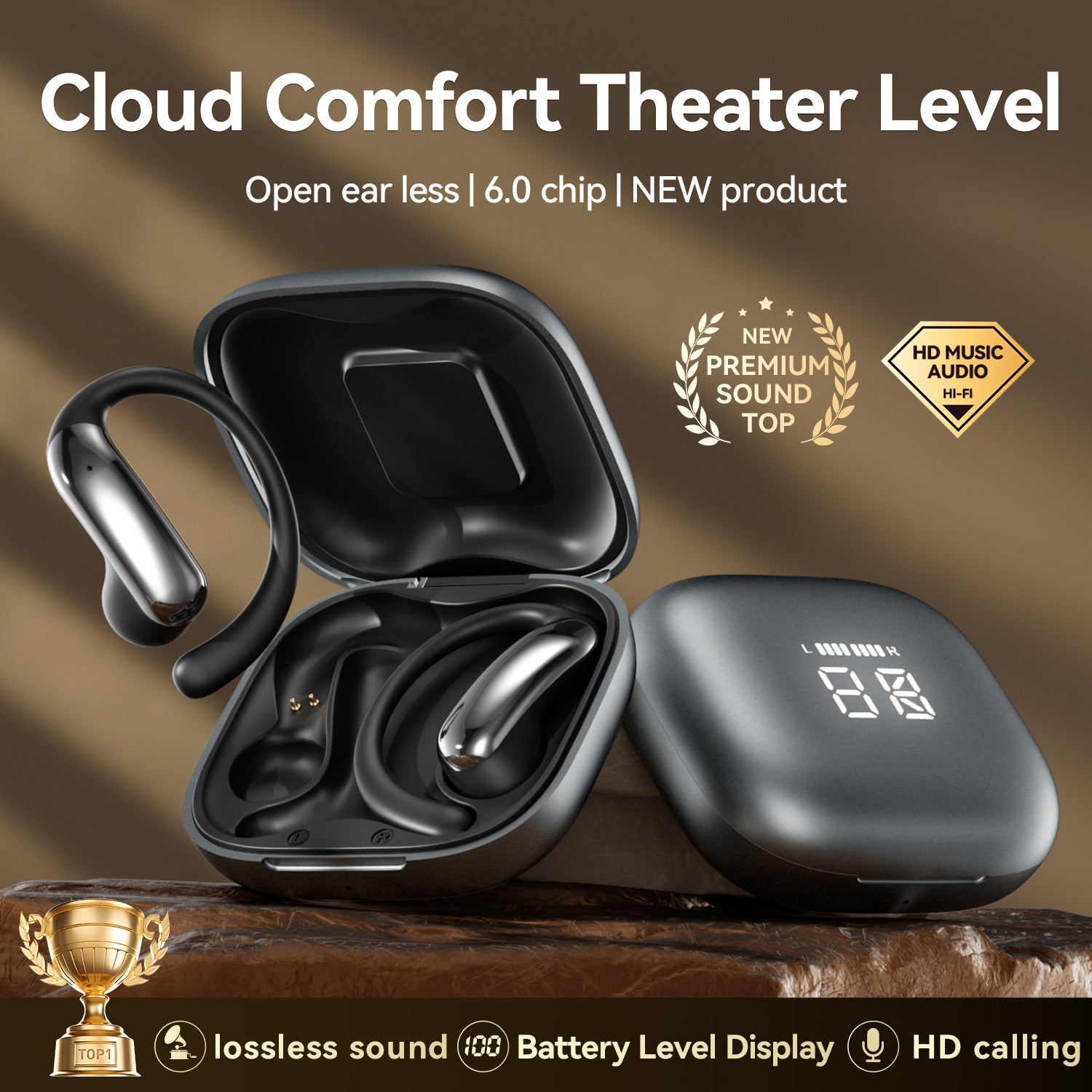 M142Popular OWS Open-type ultra-long battery life high-quality sound over-ear digital display wireless Bluetooth headphones