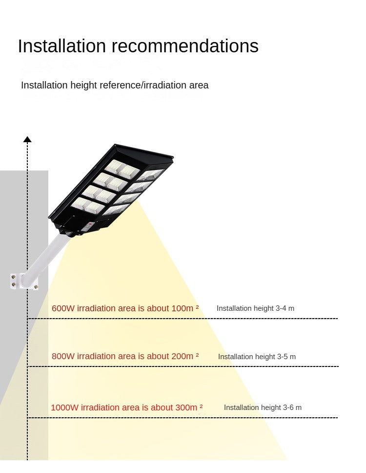 600W 800W 1000W Street Family Courtyard Outdoor Lighting Ip65 Waterproof Solar Street Light