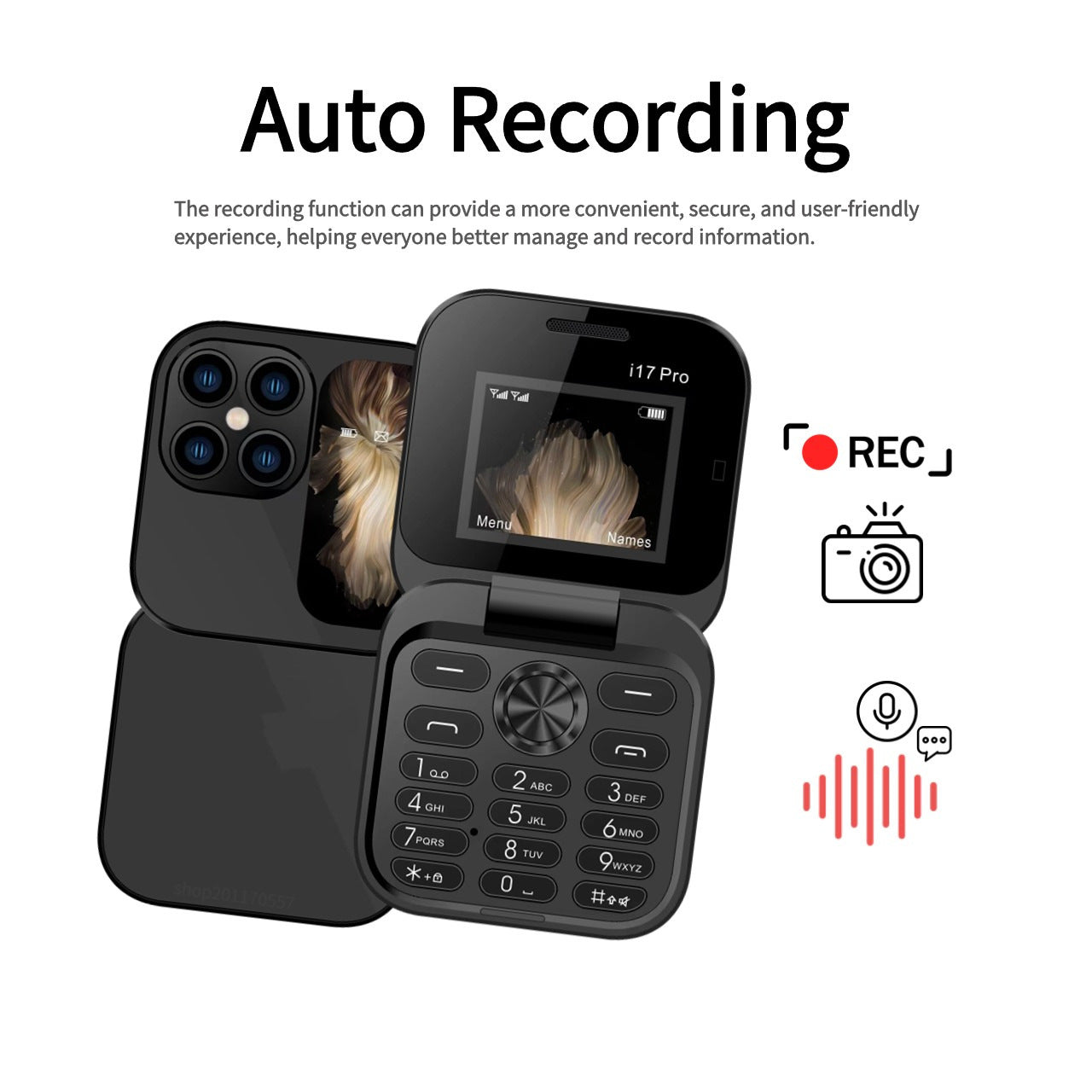 Hot Selling Exquisite Appearance Mini Folding Feature Phone Flip Cover Elderly Button Phone Pocket Phone