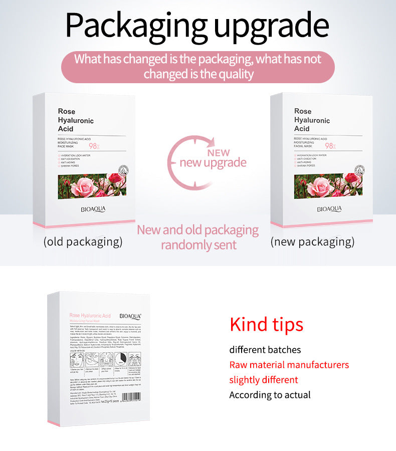 Rose Mask BIOAOUA Hyaluronic Acid Hydrating Moisturizing Softening Boxed Cross-Border Wholesale