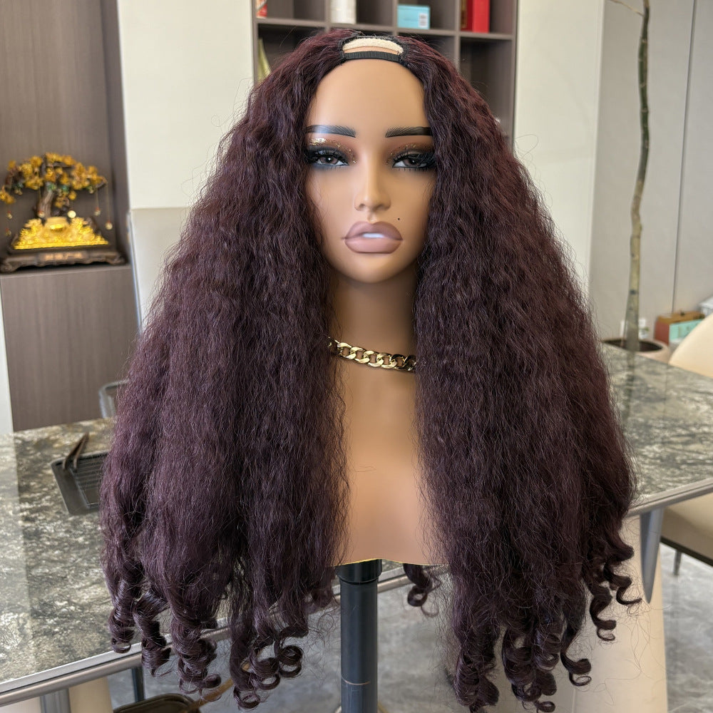 v-part Afro curls Hot Sale 180% Afro Curly Bouncy V Part Wig