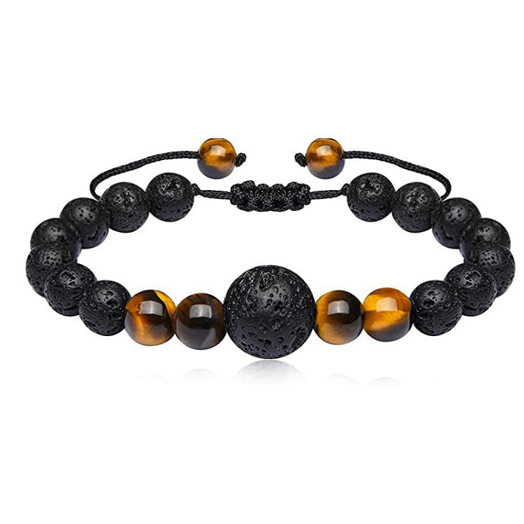 Tiger Eye Stone Couple Braided Bracelet Adjustable Blue Pine Lapis Lazuli Bracelet White Pine Volcanic Stone Handmade Braided Bracelet