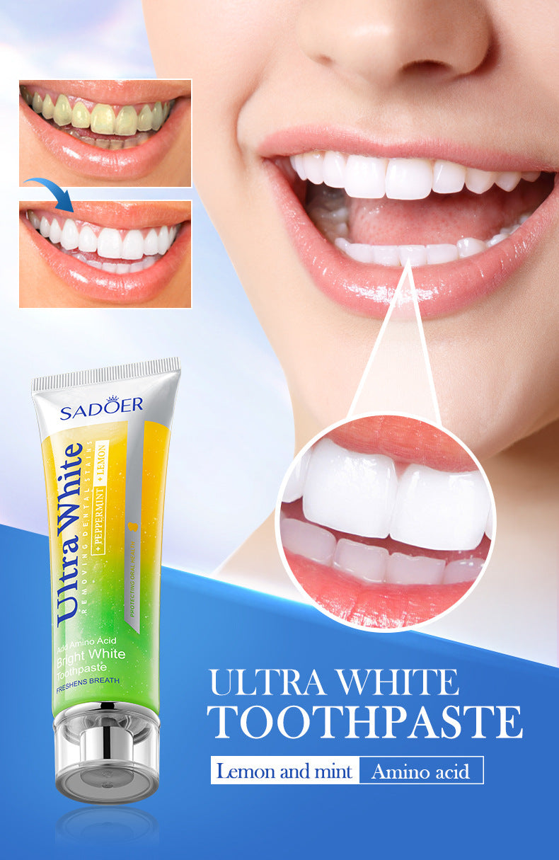 Lemon Mint Whitening Toothpaste SADOER Stain Removal Cleaning Tartar Toothpaste Cross-Border Wholesale