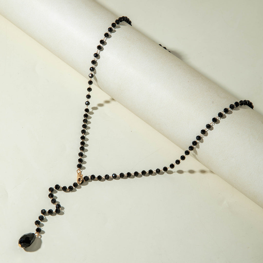 European and American Fashion Jewelry Beaded Tassel Double Layer Long Necklace Elegant Multi-layer Wear Y Type Necklace Ornament
