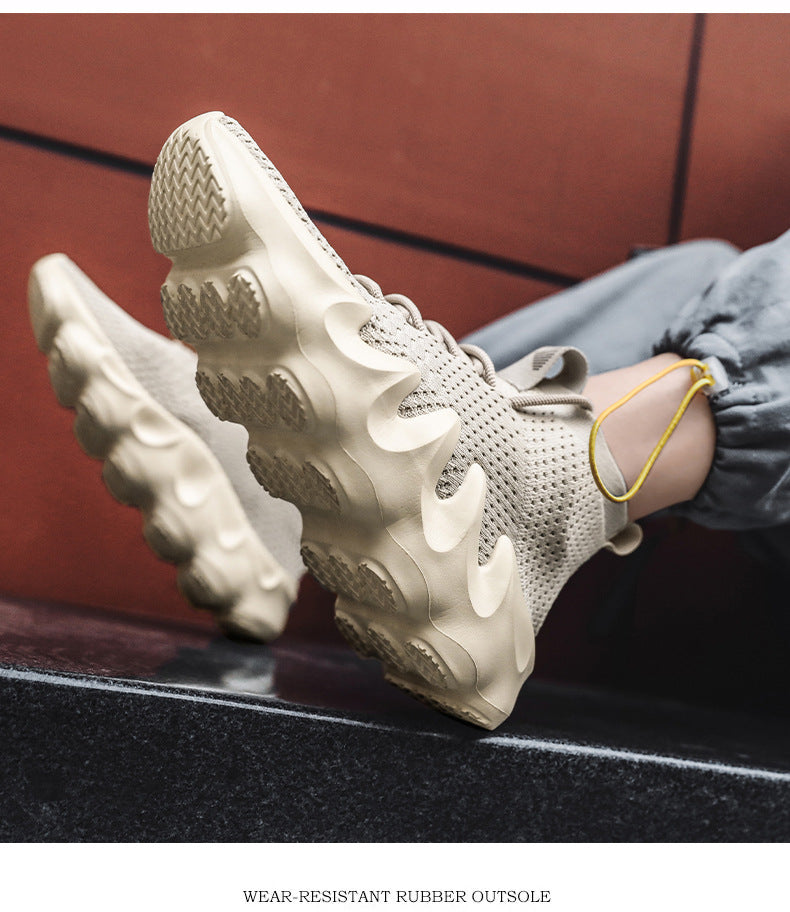 New Large Size Men's Shoes Sports Casual Shoes Men's Korean Style Trendy Shoes Lightweight Breathable Sock Shoes Men's Volcano Shoes