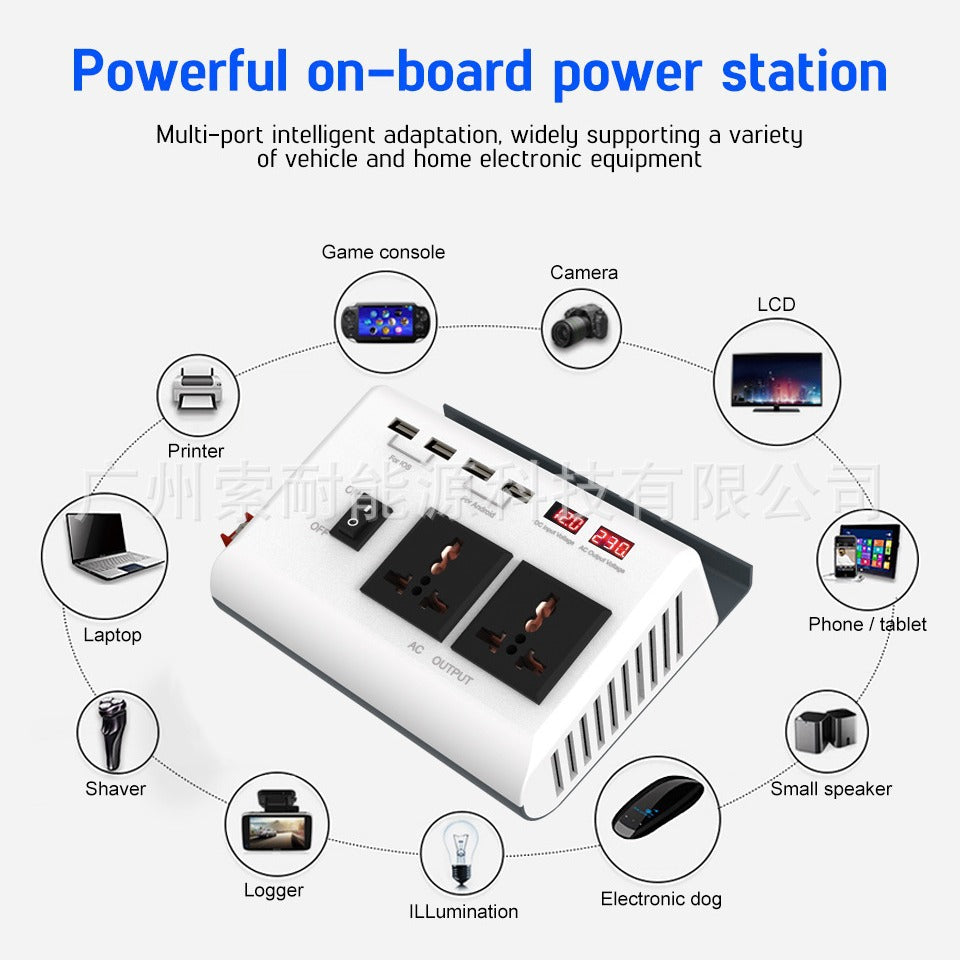 Car Converter Car Inverter300W Automotive Small Electrical Appliances12V Turn220V 4个USB Mouth 2Socket