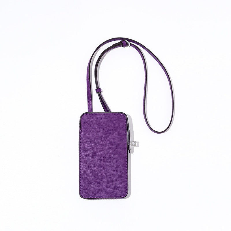 New Fashion Versatile Lock Buckle Phone Bag Solid Color Palm Print Box Bag Simple Mini Crossbody Bag for Women