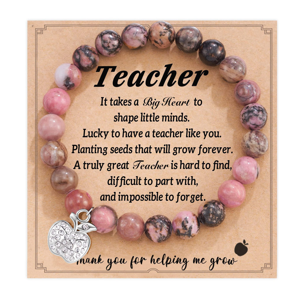 Teacher's Day Apple Pendant Bracelet Graduation Season Gift Lapis Lazuli Heart Pink Zebra Purple Agate Graduation Season Bracelet