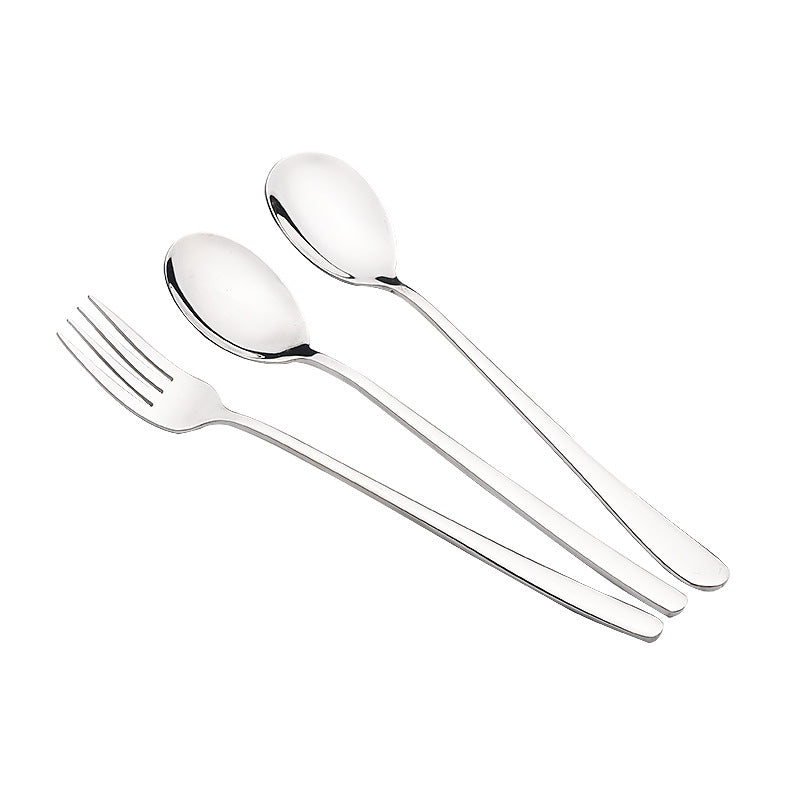 304Stainless Steel Tableware Korean Style Spoon Fork Adult Deepened Soup Spoon Ramen Fork Glossy Ruyi Wholesale Korean Style Wholesale