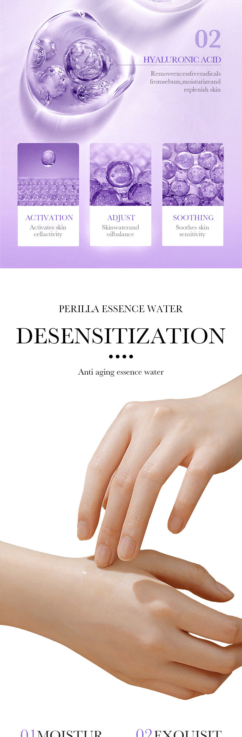 Polypeptide Perilla Skin Care Set  BIOAOUA Clean and Moisturizing Five-Piece Set  Wholesale