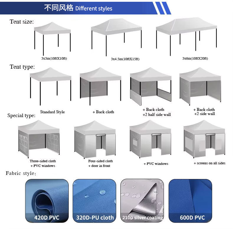 Custom  Fabric Tent Outdoor Camping Exhibition Promotion Tent Foreign Trade Folding Tent Wholesale