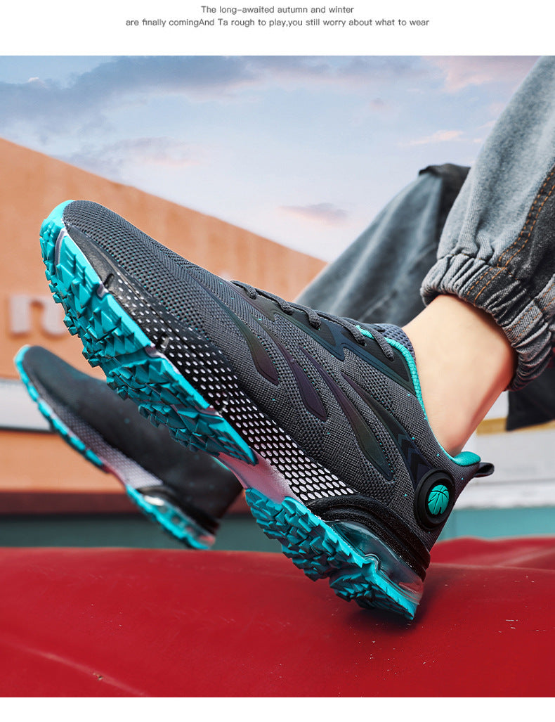 Men's Sports Casual Shoes Marathon Extra Large Size Cushion Shoes Flyknit Four Seasons Rubber Wear-resistant Non-slip Sports Shoes