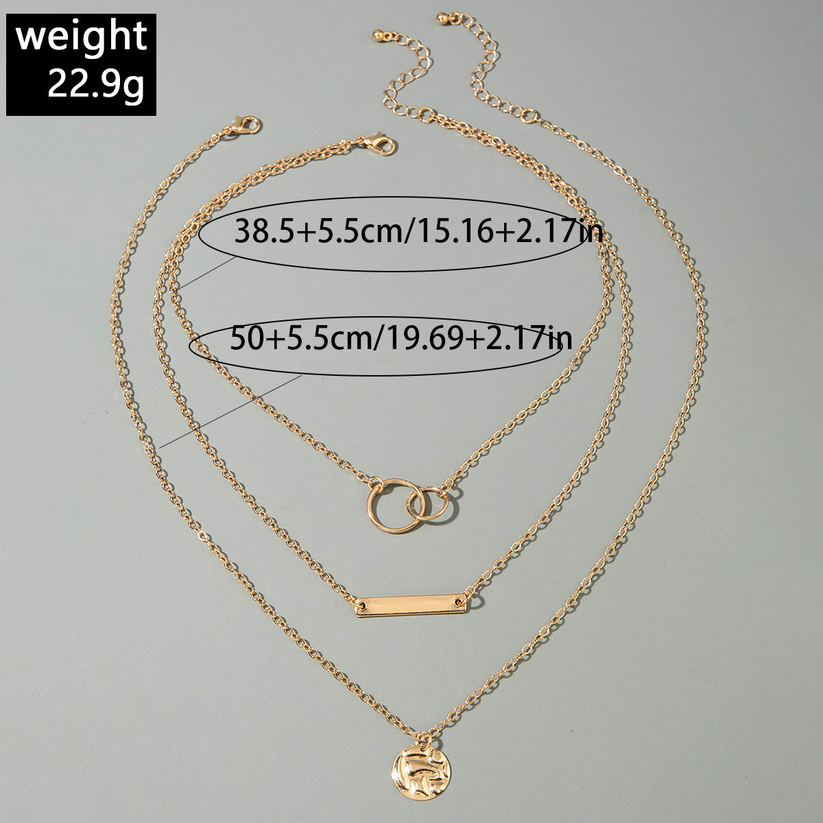 European and American Fashion Collarbone Chain Round Pendant Tassel Multi-layer Stacking Necklace Layered One-word Necklace3Set