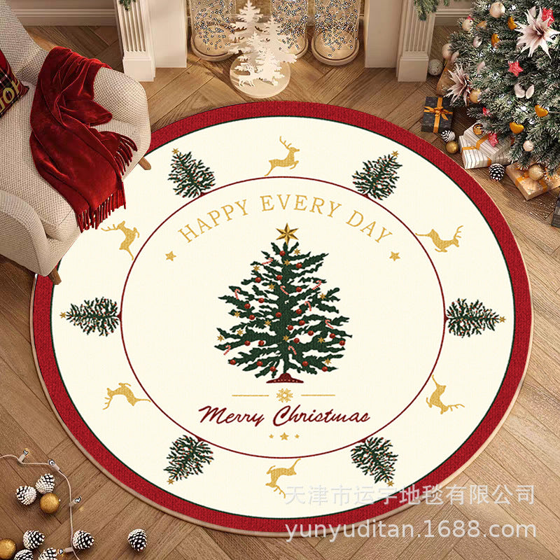 Christmas Carpet Round Living Room Mat Christmas Decoration Atmosphere Mat Christmas Tree Mat Labeling and Shipping